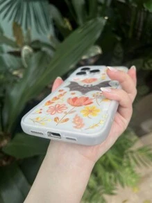Creative Painted Full-Screen Bat Design Simple Anti-Yellowing And Four-Sided Anti-Drop Phone Case With Dual-Layered Camera Protection Compatible With IPhone And Galaxy Smartphones