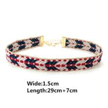 尼泊爾波西米亞風格多彩藍鑽紋短鏈藝術女項鍊，復古彩虹編織友誼珠寶