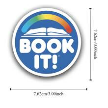 1张“Book It”贴纸 - 复古怀旧贴纸 | “Book It”奖励贴纸，送给爱书人的礼物 | 趣味90年代贴纸，适用于Kindle和水瓶 | 千禧一代和言情小说读者的完美礼物 - 彩色 - 查看 2