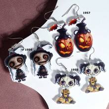1pair Halloween Earrings, Horror Puppet Doll & Pumpkin Vase Design, Suitable For Women To Wear For Halloween Or Daily - Cartoon - View 1