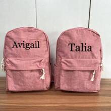 Embroidered Backpack,Custom Girls Backpack,Corduroy Backpack, Personalized Boys And Girls Backpack, Book Bags With Names - Pink - View 3