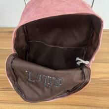 Embroidered Backpack,Custom Girls Backpack,Corduroy Backpack, Personalized Boys And Girls Backpack, Book Bags With Names - Pink - View 7
