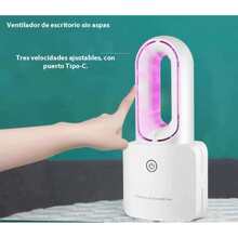 Ventilador sin aspas, diseño portátil con carga USB y silencioso para uso en escritorio en casa u oficina. - Multicolor - Ver 6
