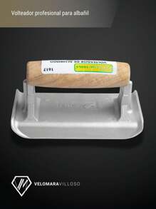 Volteador Para Albañil Mango Madera Profesional Aluminio Herramienta De Construcción - Gris - Ver 3