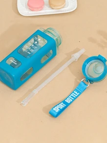 1 个 700ml 带时间标记的运动水瓶，便携式吸管杯 24oz 可重复使用饮水瓶，带携带环的激励水瓶，非常适合健身房、瑜伽和日常使用，可跟踪您的饮水量并保持健康。