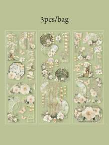 3pcs/Bag Stickers Scrapbook Supplies,Chinese Style Ancient Traditional Attic Lantern Stickers,PET Waterproof Material Hot Stamping Process,Decorative Notebook Photo Frame Phone Case Background Paper Garbage Magazine,Personalized Stickers,School Supplies,Christmas Gifts,Gifts For Women,Brain Rot,Scrap Book Supplies,Cute Stationery Stickers,Scrapbook Supplies