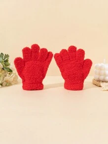 1 Pair Unisex Kids Candy Color Thickened Knitted Half-Fleece Five-Finger Gloves, Autumn/Winter - 1Pair - View 21