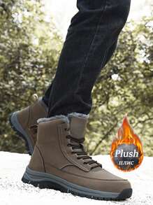 Botas de montañismo para hombres, zapatos de escalada resistentes al desgaste de suela de goma para exteriores, cómodos y elegantes, botas antideslizantes de nieve impermeables - Caqui - Ver 7