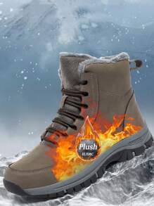 Botas de montañismo para hombres, zapatos de escalada resistentes al desgaste de suela de goma para exteriores, cómodos y elegantes, botas antideslizantes de nieve impermeables - Caqui - Ver 2