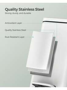 SONGMICS Bathroom Trash Can, 1.3 Gallon Small Trash Bin With Lid, Slim For Small Spaces, Stainless Steel Garbage Can, Soft Close, Black, White,Silver