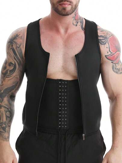 1pc Men's Sauna Suit Waist Trainer Chloroprene Rubber Sweat Vest Body Shaper Slimming Top Gym Accessories