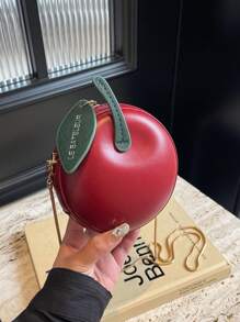 1 pieza Minibolso redondo en forma de concha de mujer para manzana, bolso cruzado de moda para llaves y monedas, adecuado como regalo para citas