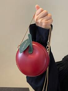 1 pieza Minibolso redondo en forma de concha de mujer para manzana, bolso cruzado de moda para llaves y monedas, adecuado como regalo para citas