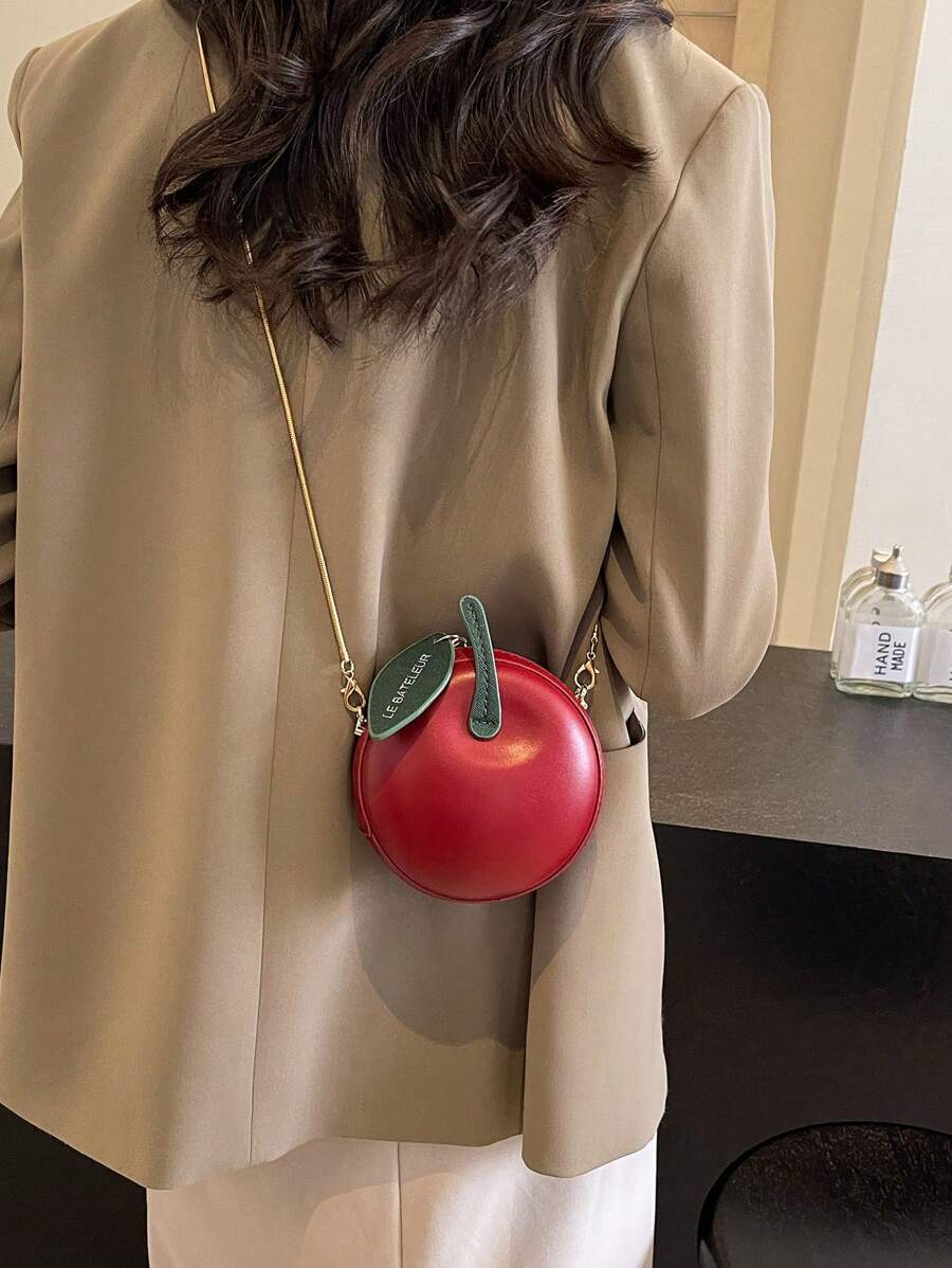 1 pieza Minibolso redondo en forma de concha de mujer para manzana, bolso cruzado de moda para llaves y monedas, adecuado como regalo para citas