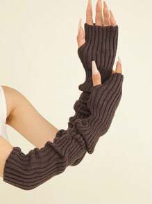 1 paire de manchettes épaisses pour femmes, gants sans doigts à design long pour l'automne et l'hiver, manches tricotées chaudes pour la protection contre le froid