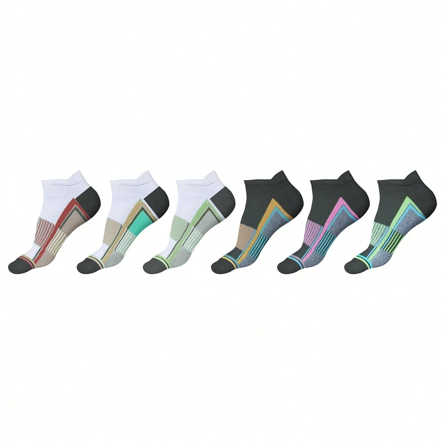 3-Pairs Of Socks Men's Moisture-Wicking Mesh Performance Ankle Low Cut Cushion Athletic Sole Socks – Stay Dry And Supported Through Every Step - Color Block - View 1
