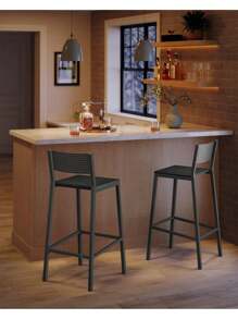 VASAGLE Bar Stool Set Of 2, Bar Chairs For Kitchen, Dining Room, Office, Industrial - màu đen - Xem 4