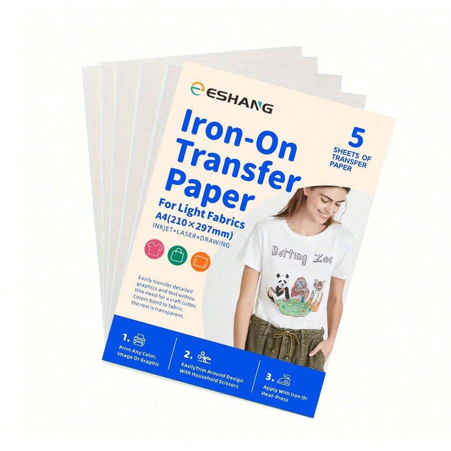 Papier de transfert de chaleur TruIron On pour tissu clair, 5 feuilles