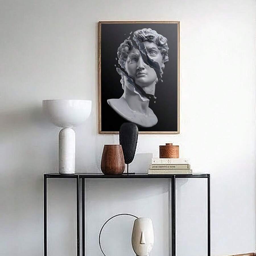 1 bức tranh in bằng vải canvas, phong cách hiện đại, nghệ thuật hiện thực về tượng vỡ, dùng để trang trí tường hành lang lối vào, đầu giường phòng ngủ, nền ghế sofa phòng khách, treo tường trang trí, áp phích (có khung), món quà lý tưởng hoàn hảo, trang trí nhà cửa, bao bì an toàn bằng ống cứng PVC