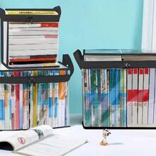 1入組大容量透明方形收納拉鍊袋 - 防水、輕量級、多功能、耐用PVC物料收納手提袋，適用於整理書籍、家居用品和辦公用品 - 易於清潔和可重複使用 - 黑色 - 查看 5