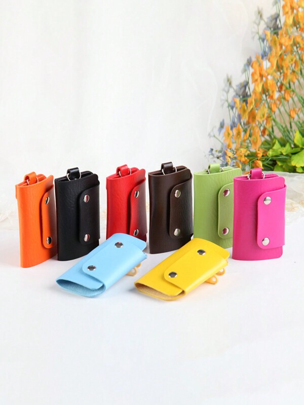 1 PC PU Snap Button Folding Key Bag Bank Enterprise Shopping Mall Key Bag Holiday Gift For Women Mini Wallet