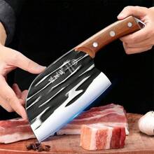 plys 1 pieza cuchillo de chef chino forjado, cortador de cabeza redonda, herramienta de corte de cocina doméstica, cuchillo de acero inoxidable para rebanar y cortar, WY9195 - [WY]Plata - Ver 4