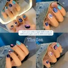 XEIJAYI |Xiaoying 指甲油 1 件 15 毫升蓝色猫眼凝胶指甲油 CelestialHolographic Glitter 美甲光疗 UV LED 可剥指甲磁性凝胶指甲油美甲艺术 DIY 适用于沙龙 AtHome-不含磁棒 - 藍色 - 查看 3