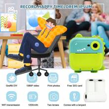 Instant Print Camera Inkless Sticker Printer For Gifts 20MP HD Digital Video Cameras, Mini Thermal Printer Gifts With 6 Rolls Photo Paper - Green Camera With 6Rolls Paper a - View 4