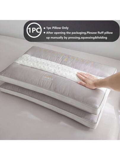 1pc Elegante European Geborduurde Patchwork Compartment Pillow, Medium Height Sleeping Moisture Wicking Breathable Home Bedding Living Room Bedroom