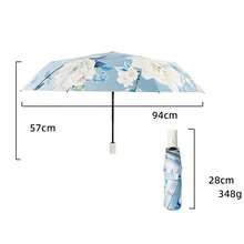 1pc 8-Rib Automatic Folding Umbrella, Chinese Style Peony Design, Black Coating, Sunscreen, Suitable For Rain Or Shine, Foldable Umbrella For Students And Adults,Spring Summer Picks,Brides Maid Gifts,Room,Bedroom Decor,Beach,Travel,For Men,For Women,Vacation - Yuqing Blue-automatic - View 4