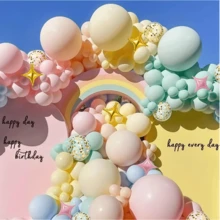 117入組馬卡龍色彩彩虹氣球、彩色碎紙氣球、花環拱門套裝，適用於獨角獸主題生日派對裝飾 - 黃色 - 查看 3