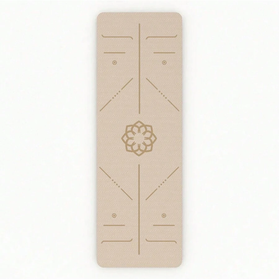 對齊線瑜珈墊，1/4英寸（約0.6cm）厚紋理表面運動墊，適用於家庭運動，TPE健身普拉提防滑瑜珈墊帶著 - 白色 - 查看 1