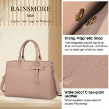 Laptop Bag For Women 15.6 Inch Leather Tote Bag Professional Business Office Work Bag Waterproof Briefcase Computer Tote Bag Large Capacity Lightweight Handbag Shoulder Bag - 卡其色 - 查看 7