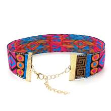 尼泊爾波西米亞風格多彩藍鑽紋短鏈藝術女項鍊，復古彩虹編織友誼珠寶