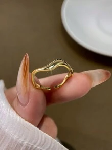 1 anel de onda de abertura S925 em prata de lei, anéis simples e casuais de alta qualidade para mulheres, presentes de joalheria para mulheres para uso diário