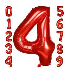New 32-Inch 0-9 Number Aluminum Foil Balloons In Red, White, Ombre, Green, Mint Blue Series For Birthday Wedding Anniversary Party Decorations - Red - View 5
