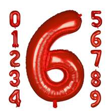 New 32-Inch 0-9 Number Aluminum Foil Balloons In Red, White, Ombre, Green, Mint Blue Series For Birthday Wedding Anniversary Party Decorations - Red - View 7