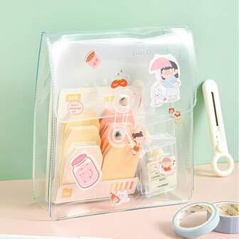 حقيبة تخزين شفافة 2 قطعة، حقيبة تخزين مقاومة للماء، حقيبة قلم محمولة، تنظم مستحضرات التجميل، القرطاسية، خط البيانات مناسبة للاستخدام في المكتب، المنزل، السفر والمدرسة