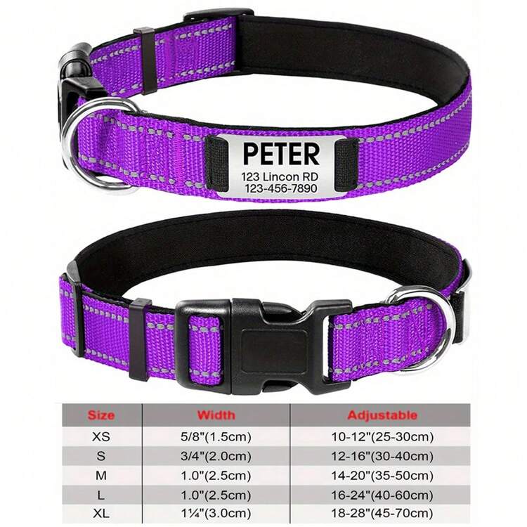 Personalized Dog Collars,Customized Pet Nylon Collar With ID Pendant Tag, Dog Accessories And Decorations - Nice Gift For Pets Ornamental Stylish,Fashion,Colorful,Vintage,Cute,Contracted,Cuties Custom,Unique,Customized,Personalized Pet For Anniversaries,For Birthdays,Vacay Vibes,Pet Supplies,Customized Pet Collars, Leashes & Harnesses - Purple - View 16