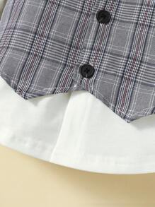 BrownBark 4件套男童正式绅士套装 - 包括领结装饰长袖衬衫、长裤、马甲和帽子，适合男孩儿童生日派对、晚宴、婚礼、洗礼等场合，常规版型 - 彩色 - 查看 4