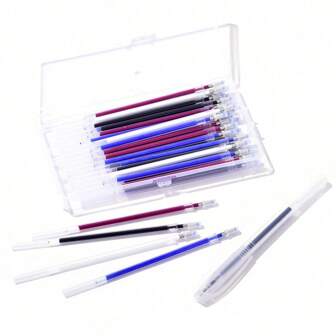 10/100pcs Hot Erasable Fabric Marking Pen Refills With Pen Box And Storage Box, Suitable For Sewing, Handcrafts And Garment Making (Random Color)