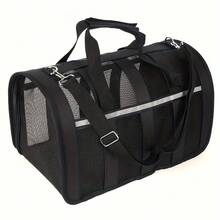 寵物旅行攜帶袋，便攜式寵物袋，可折疊布料寵物攜帶人，適用於狗或貓的旅行攜帶袋，帶有鎖定安全拉鍊的寵物籠，符合航空公司要求 - 黑色 - 查看 13