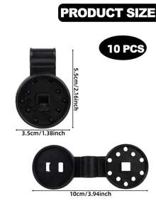 10pcs Sun Shade Cloth Clips, Plastic Round Sun Shade Cloth Fasteners, Detachable And Reusable Shade Net Fixing Bracket, Suitable For Garden Greenhouse Net Cover Accessories - Black - View 2