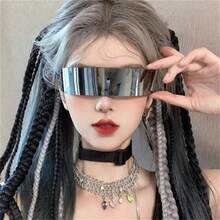 1pc Sci-Fi Cyberpunk Futuristic Warrior One-Piece Fashion Glasses, Mirrors Fashion Hipster Jumpy One-Piece Atmosphere Glasses, Cool Sci-Fi Fashion Glasses, Sports Cycling Glasses, Party Glasses - Multicolor - View 2