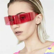 1pc Sci-Fi Cyberpunk Futuristic Warrior One-Piece Fashion Glasses, Mirrors Fashion Hipster Jumpy One-Piece Atmosphere Glasses, Cool Sci-Fi Fashion Glasses, Sports Cycling Glasses, Party Glasses - Multicolor - View 9