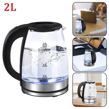 2L Electric Kettle Glass 360 Blue LED Illuminated Portable Jug Fast Heating - Black - View 1
