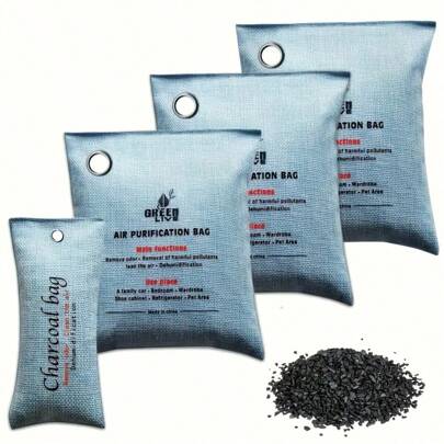 Natural Bamboo Charcoal Air Purifying Bags - Effectively Absorbs Odors, Removes Excess Moisture, Purifies Air, Eliminates Lingering Odors - Perfect For Home, Car, Pet Areas, Bathroom, Basement Fresh Air Purification