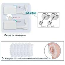 8 Stücke/Set Ohrring-Piercing-Kit, Einweg-Ohrring-Pistolen-Kit, Edelstahl mit Zirkonia Ohrring Stecker, Selbst Ohrring-Piercer-Kit für Zuhause mit Ohrring Stecker