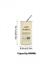 1入不鏽鋼保溫杯帶蓋及吸管，600毫升/350毫升保溫水瓶，保溫杯，夏季冬季飲料用具，咖啡杯，辦公室水杯，旅行配件 - 1pc - 查看 17