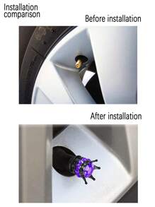 4pcs Rhinestone Crown Design Car Tire Valve Cap - Purple - View 9